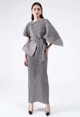 Luxury Modest Pleated Dress & Cape