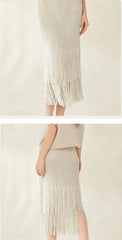 Luxury Pleated Tassel Skirt