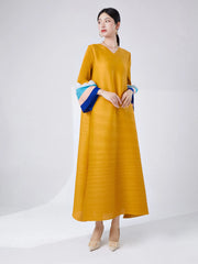 Elegant Pleats Tiered Cuffs Dress