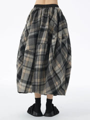 Luxury Plaid Wool-Blend Skirt
