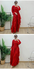 Luxury Pleated Ruffle Midi Dress