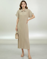 Elegant Plisse Ruffle Sleeve Dress