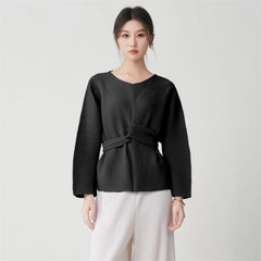 Truly Pleated Tie Back Blouse