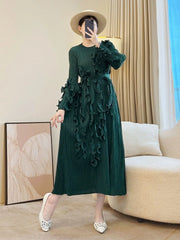 Elegant Pleated Ruffle Dress