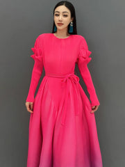 Gorgeous Pink Floral Sleeve Gradient Maxi Dress