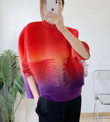 Pleated Ombre Blouse Top