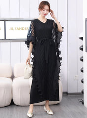 Sculptural Plissé Cape Kaftan