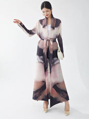 Women's Designer Maxi Long Pleated Cardigan Coat