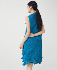 Plissé Sleeveless Above-Knee Dress