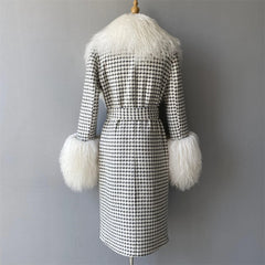 Women's Cashmere & Wool Sheep Fur Wrap Coat