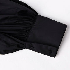 HEYFANCYSTYLE Black Oversized Drawstring Blouse
