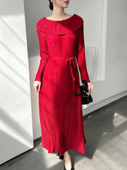 Pleated Off-Shoulder Dress