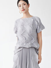 Ikebana Pleated Geometric Top and Skirt