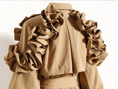 Luxury Ruffle Trench Coat