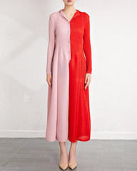 Luxury Plissé Midi Shirt Dress