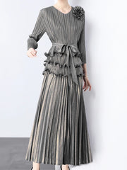 Formal Pleated Wide Leg Pant Set