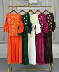 2-Piece Plissé Palazzo Set