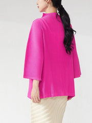 Truly Pleated High-Neck Blouse Top