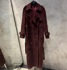 Women's Suede Belted Trench Coat