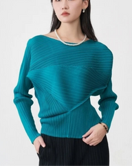Plissé Pleated Knit Asymmetric Top