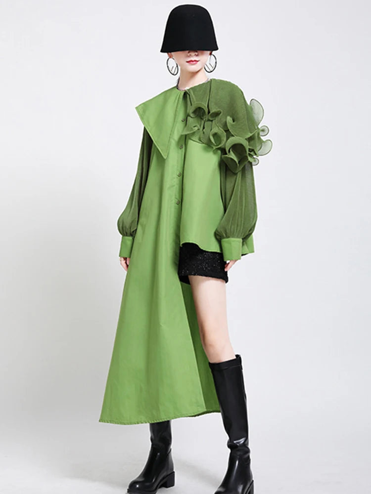 Women's Long-Sleeve Pleated Peacock Blouse