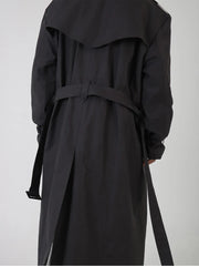 Men's Phantom Black Oversized Streetwear Long Coat