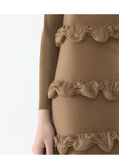 Tiered Ruffled Plissé Coat Dress