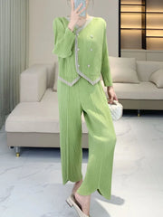 Pleated Pant Suit - Designer Inspired Two-Piece Set