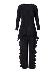 Truly Couture Asymmetric Ruffle Top & Pleated Pant