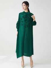 Couture Plisse 3D Floral Dress