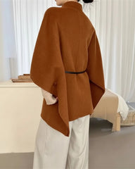 Luxury Wool-Blend Poncho Coat