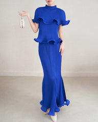 Sculptural Ruffle Plisse Skirt Set