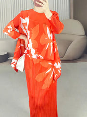 Truly Pleated Floral Top & Skirt Set
