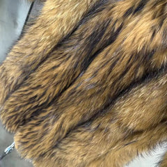 Genuine Raccoon Fur Long Coat