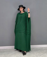 Classy Green 3/4 Batwing Sleeve Maxi Dress