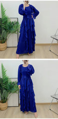 Luxury Pleated Ruffle Midi Dress