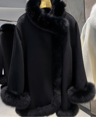 Women's 100% Wool & Fox Fur Coat