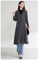 Luxury Hooded Pleated Coat