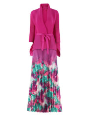 Couture Plissé Pleated Cardigan & Maxi Skirt