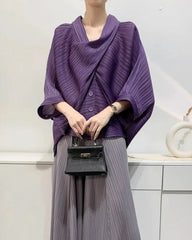 Luxury Overlap Draped Plissé Top