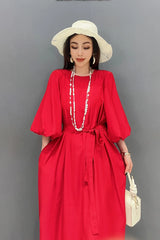 HEYFANCYSTYLE Casual Chic Bubble Sleeve Dress