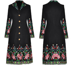 Cotton Blend Floral Embroidered Trench Coat