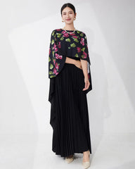 Formal Plissé Cape Dress