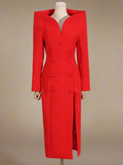 Luxury High Collar Slit Dress