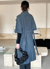Luxury Pleated Belted Trench Coat
