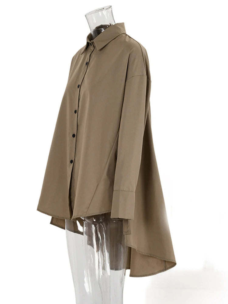 Asymmetric Hem Button-Down Shirt