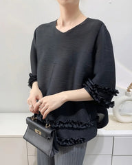 Ruffle Fully-Pleated Top