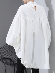 Luxe Oversized Draped & Ruched Satin Blouse