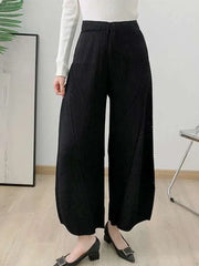 Plissé Pleated Wide-Leg Trousers