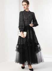 Luxe Formal Tweed Tulle Dress
